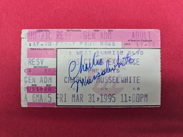 Charlie Musselwhite Signed Concert Ticket Stub 1995