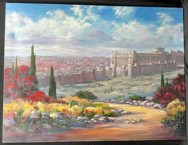 Jerusalem Landscape Oil Painting with Temple Mount
