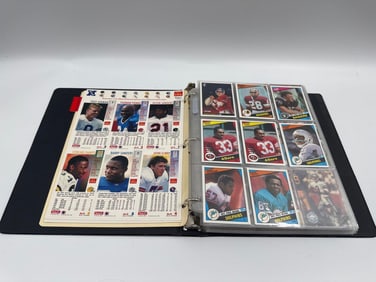 Football trading card collection in binder