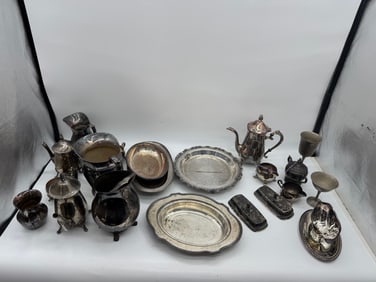 Assorted Silver Plated Miniature Tea Set and Serving Pieces