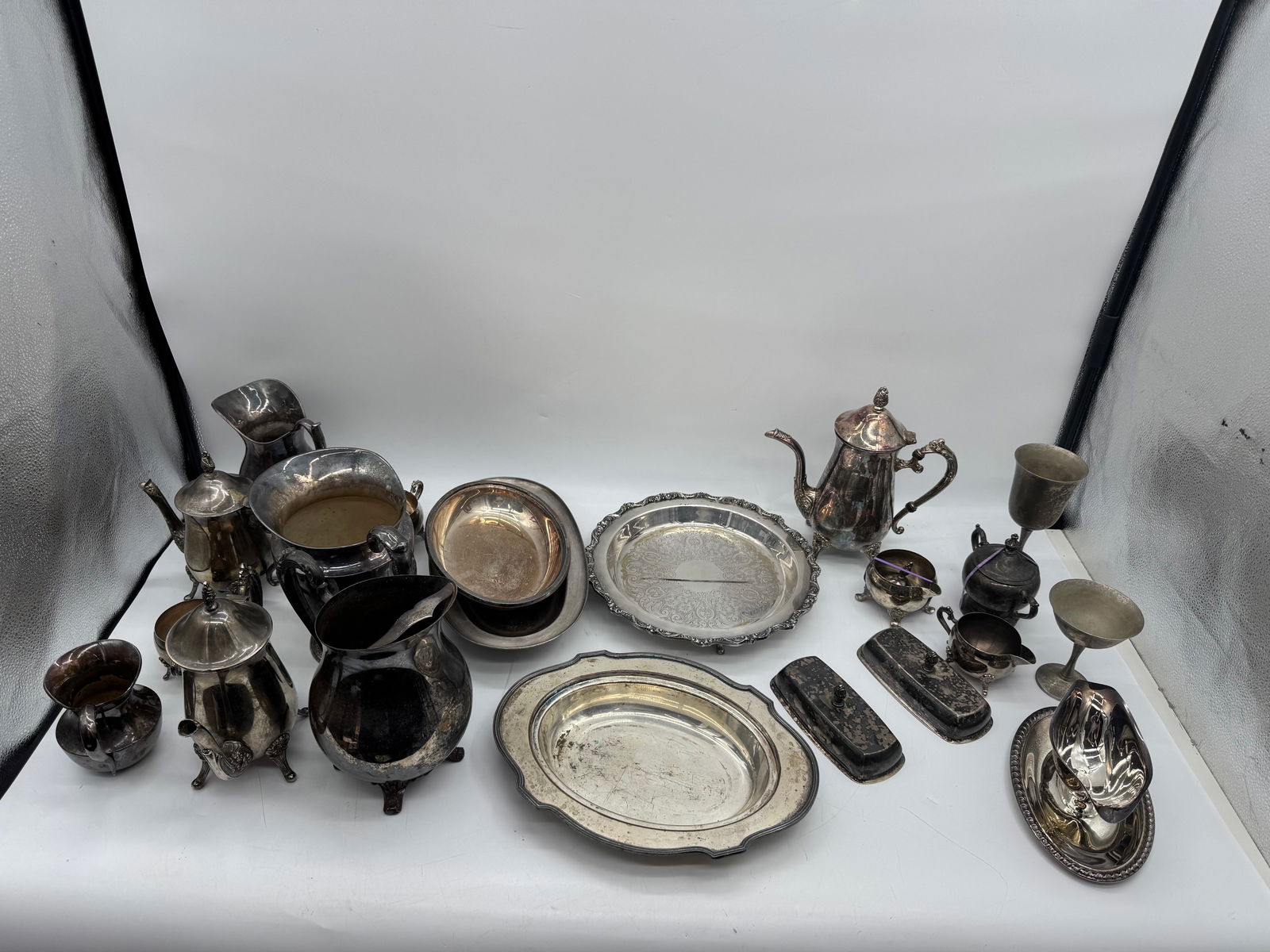 Assorted Silver Plated Miniature Tea Set and Serving Pieces (1 of 6)
