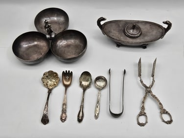 Christofle and Assorted Silver Plate Serving Pieces