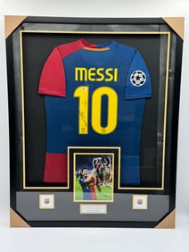 Lionel Messi Signed FC Barcelona Jersey Framed with COA