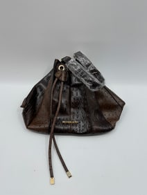 Michael Kors Brown Embossed Leather Bucket Bag