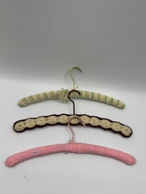 Set of Three Vintage Crochet Covered Clothes Hangers
