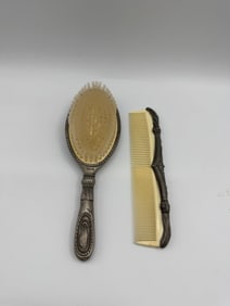 Vintage Silver Plated Brush and Comb Set