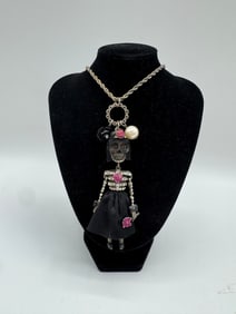 Betsey Johnson Black Dress Doll Pendant Necklace