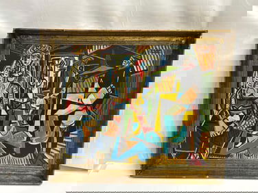 Picasso Style Oil on BoardPainting