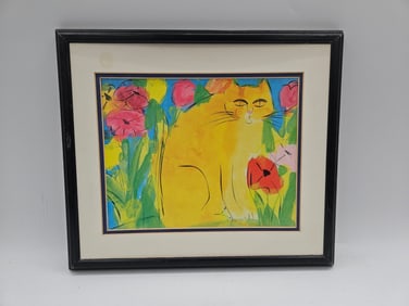 Cat Among Flowers, 1991 by Walasse Ting, Signed Print