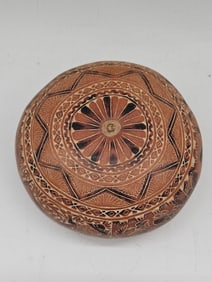 1970s Peruvian Folk Art Hand-Carved Gourd