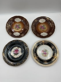Set of Decorative Romantic Scene Plates with Gilded Borders