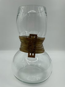 "Vase Stripes" Brass-Banded Glass Vessel