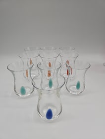 Set of 10  Glass Tumblers with Colored Teardrop Design