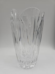 Cut Crystal Glass Vase, 10" Height