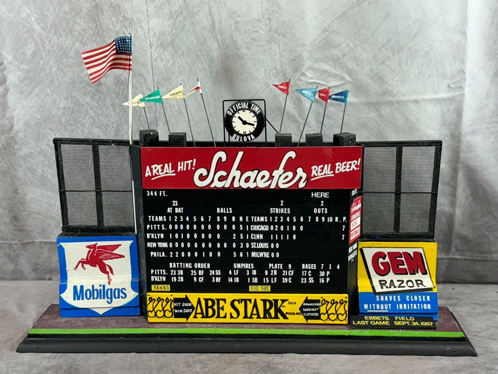 Handmade "Ebbets Field" Scoreboard Replica: Handmade "Ebbets Field" scoreboard replica, H16in L22in W5in approx