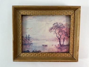 Vintage Miniature Landscape Print in Gilded Frame - Box 12