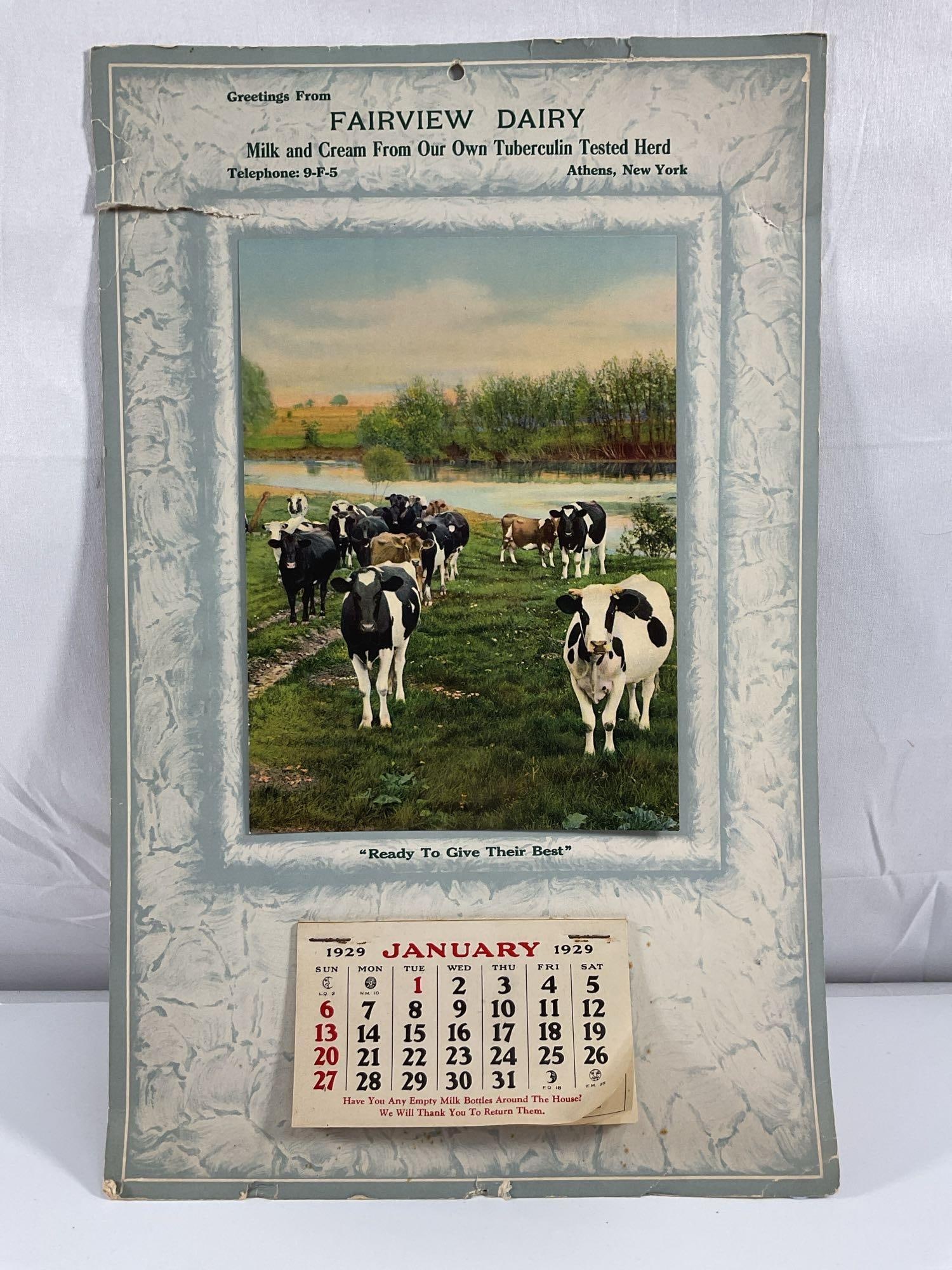 1951 Fairview Dairy Advertising Calendar - Box 12 (1 of 2)