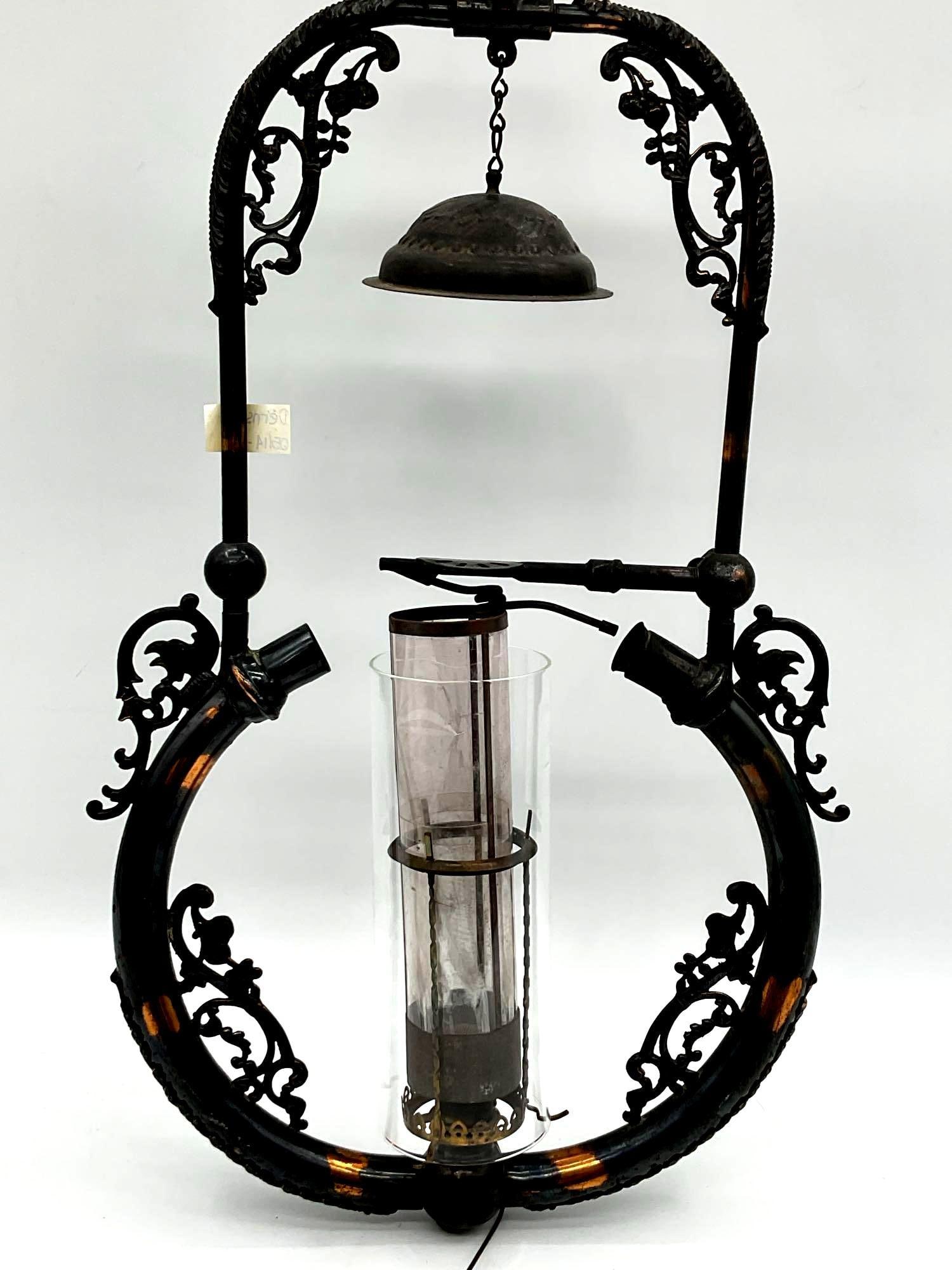 Ornate Antique Hanging Gasoline Lamp Frame (1 of 7)