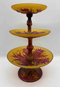 Emile Galle Style Three-Tier Glass Server