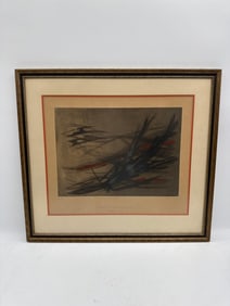 Abstract Composition with Red Accents