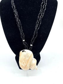 Beaded Necklace with Natural Shell Pendant