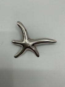 Modern Polished Silver Starfish Brooch