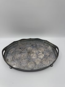 Vintage Silver Plated Engraved Serving Tray Dated 1934