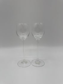 Pair of Tall Crystal Wine Glasses