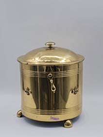 Vintage Brass Ice Bucket with Lid and Handle
