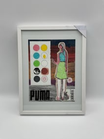 Puma Girl with Color Chart by Daniel Garcia (Cuban/American) Mixed Media