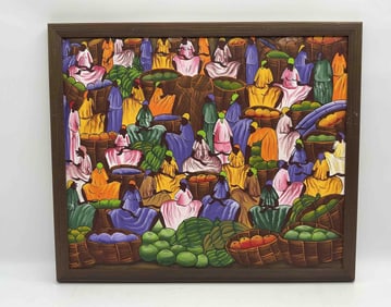 Market Place by Jean Paul (Haiti) Oil on Canvas