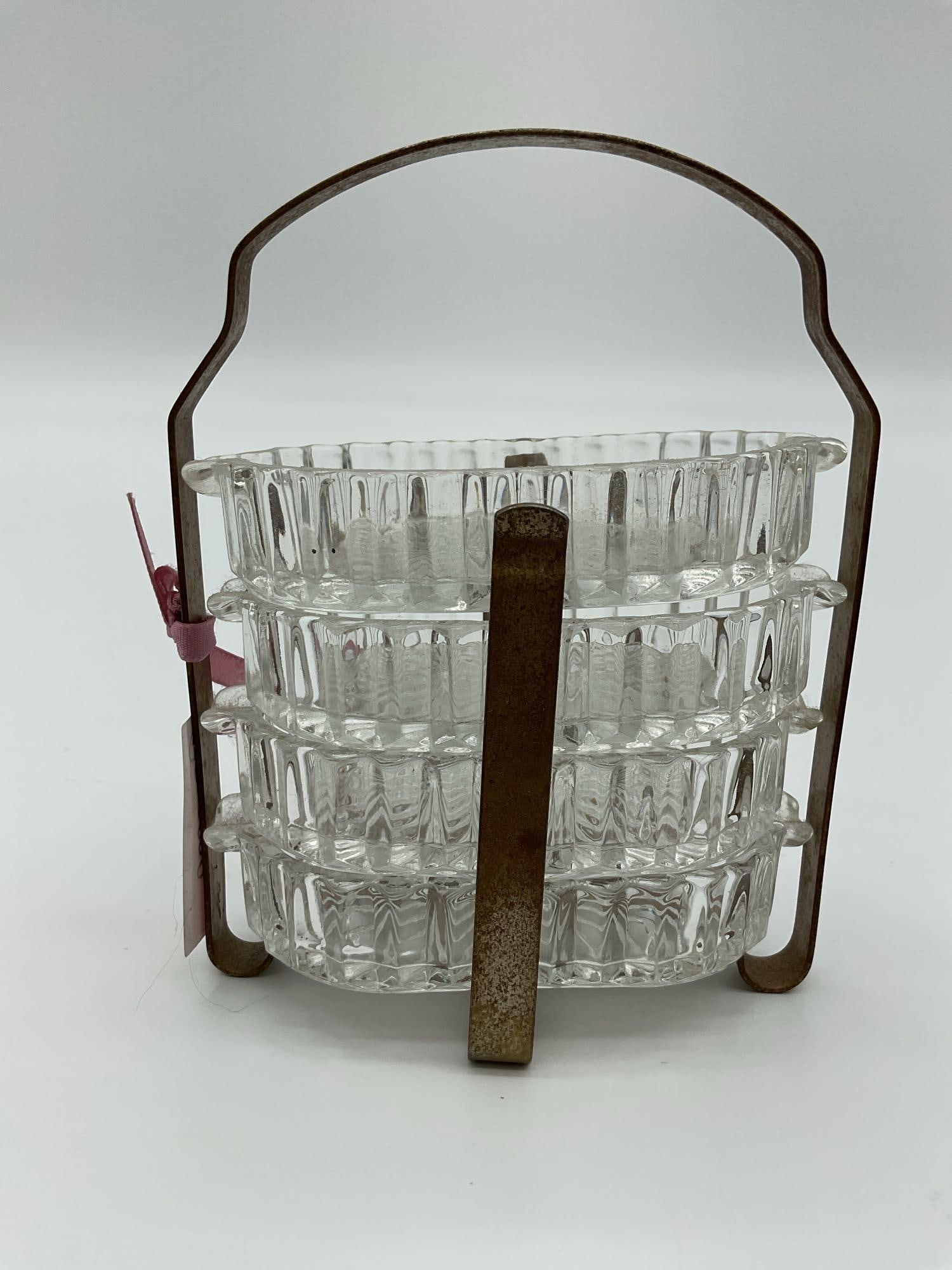 Vintage Cut Glass Serving Set with Brass Caddy (1 of 3)