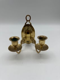 Vintage Solid Brass Wall-Mount Double Arm Candle Holder