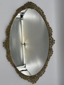 Ornate Oval Gilt Filigree Mirror Tray