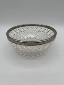 Pressed Glass Bowl with Silver Rim