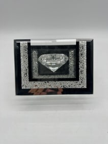 Mirrored Glass Candle Holder with Faux Diamond Accent