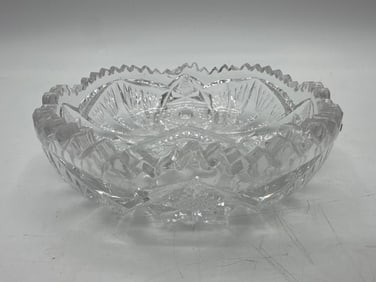 Pressed Glass Crystal-Style Bowl with Sawtooth Rim