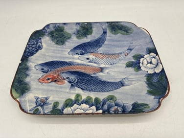Koi Fish Ceramic Wall Plaque by Sun Ceramic Japan