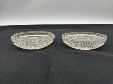 Pair of Pressed Glass Sunburst Pattern Dishes