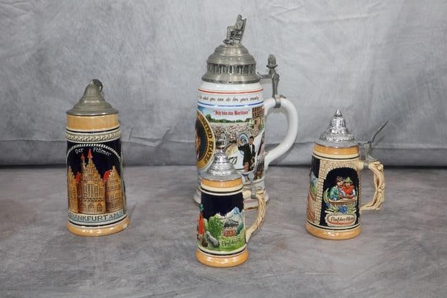 Limited Edition German Beer Steins - including JFK Painted + silver set (1 of 6)