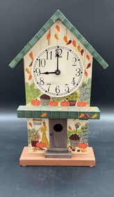 Autumn Harvest Birdhouse Clock by K. Healy