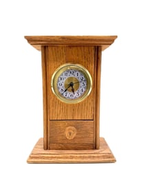 Miniature Wooden Mantle Clock with Drawer