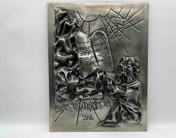 Ten Comandments Platinum Bas Relief by Salvador Dali (Spain, 1904-1989)