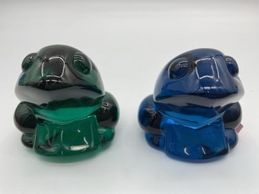 Pair of German Lead Crystal Turtle Figurines