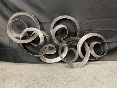 Modern Abstract Wall Sculpture with Interlocking Metal Rings