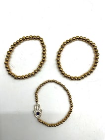 Gold-Tone Beaded Necklace with Rhinestone Clasp