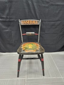 Hand-Painted Baseball Themed Chair