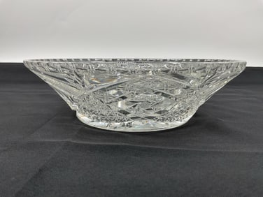 Cut Crystal Shallow Bowl with Diamond and Fan Motif