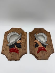 Pair of Vintage Conquistador Wall Plaques