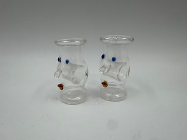 Pair of Karl Ittig Signed Glass Face Vases, 2004